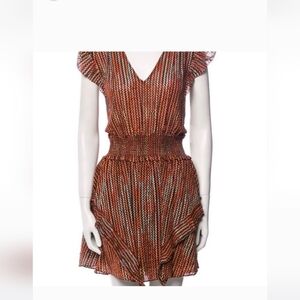 Ramy Brook Orange and Black Ruffle Mini Dress